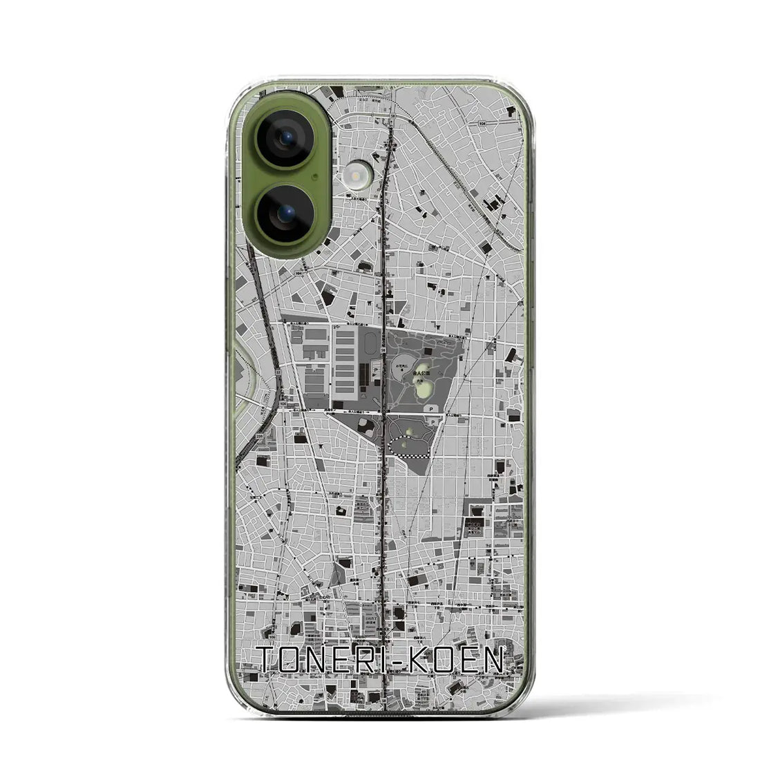 【舎人公園(東京都)】地図柄iPhoneケース(クリアタイプ)モノトーン・iPhone 17 Pro Max 用