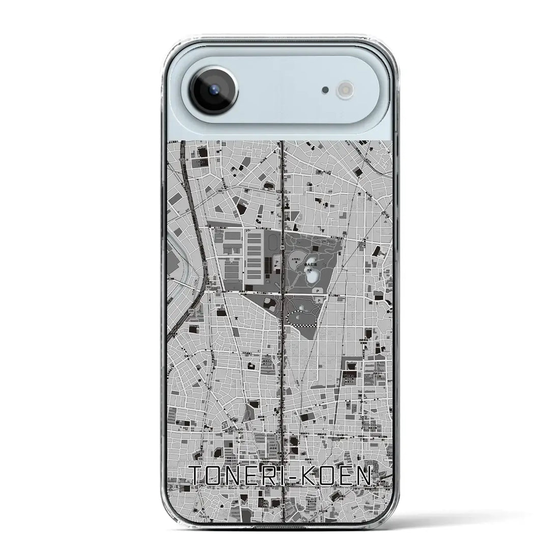 【舎人公園(東京都)】地図柄iPhoneケース(クリアタイプ)モノトーン・iPhone 17 Pro Max 用