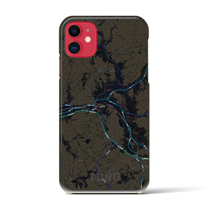 【遠野（岩手県）】地図柄iPhoneケース（バックカバータイプ）ブラック・iPhone 11 用