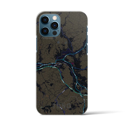 【遠野（岩手県）】地図柄iPhoneケース（バックカバータイプ）ブラック・iPhone 12 / 12 Pro 用