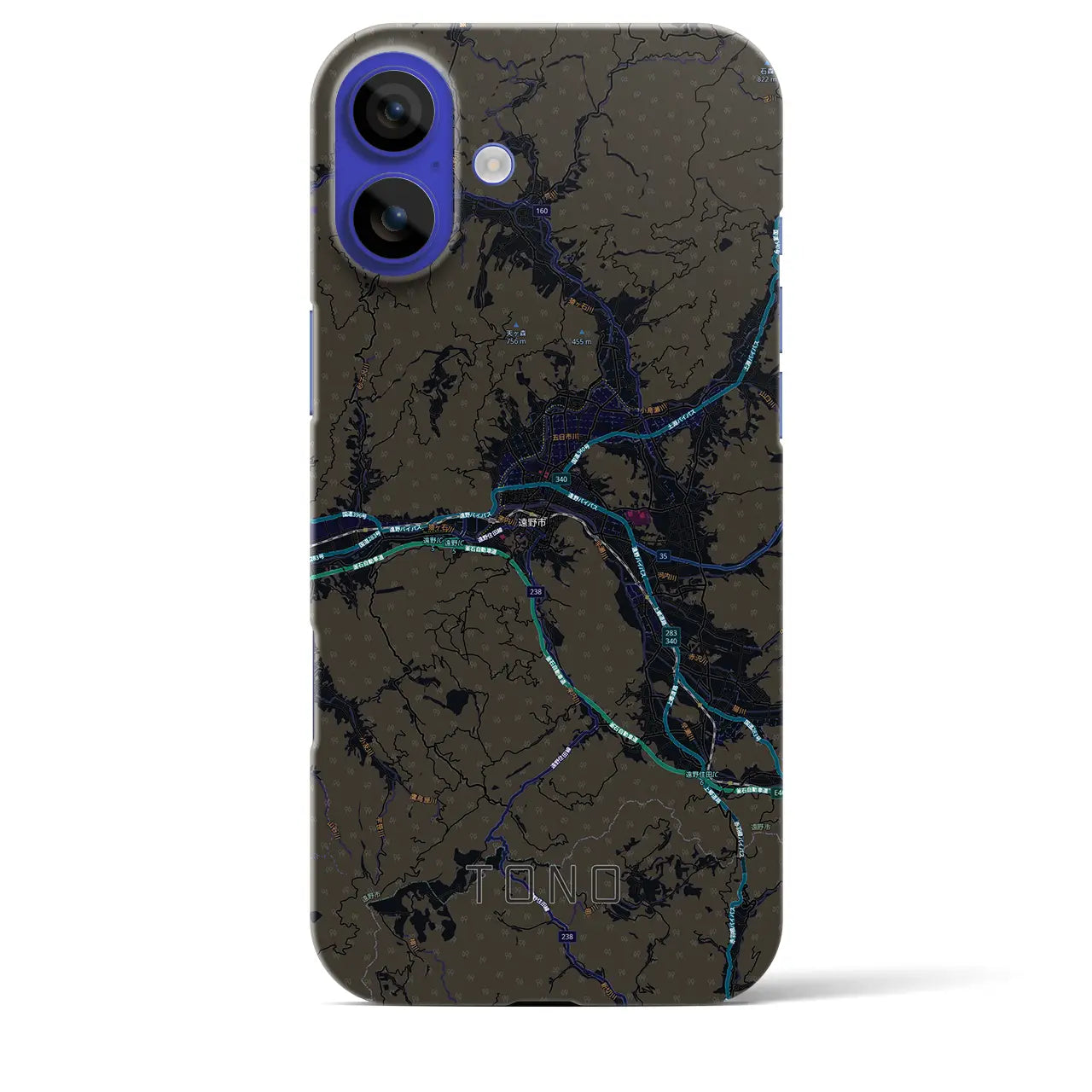 【遠野（岩手県）】地図柄iPhoneケース（バックカバータイプ）