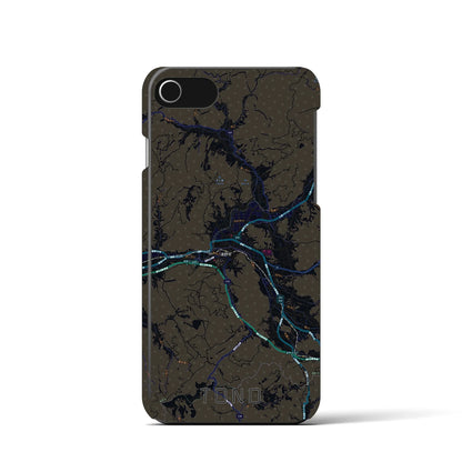 【遠野（岩手県）】地図柄iPhoneケース（バックカバータイプ）ブラック・iPhone SE（第3 / 第2世代） / 8 / 7 / 6s / 6 用