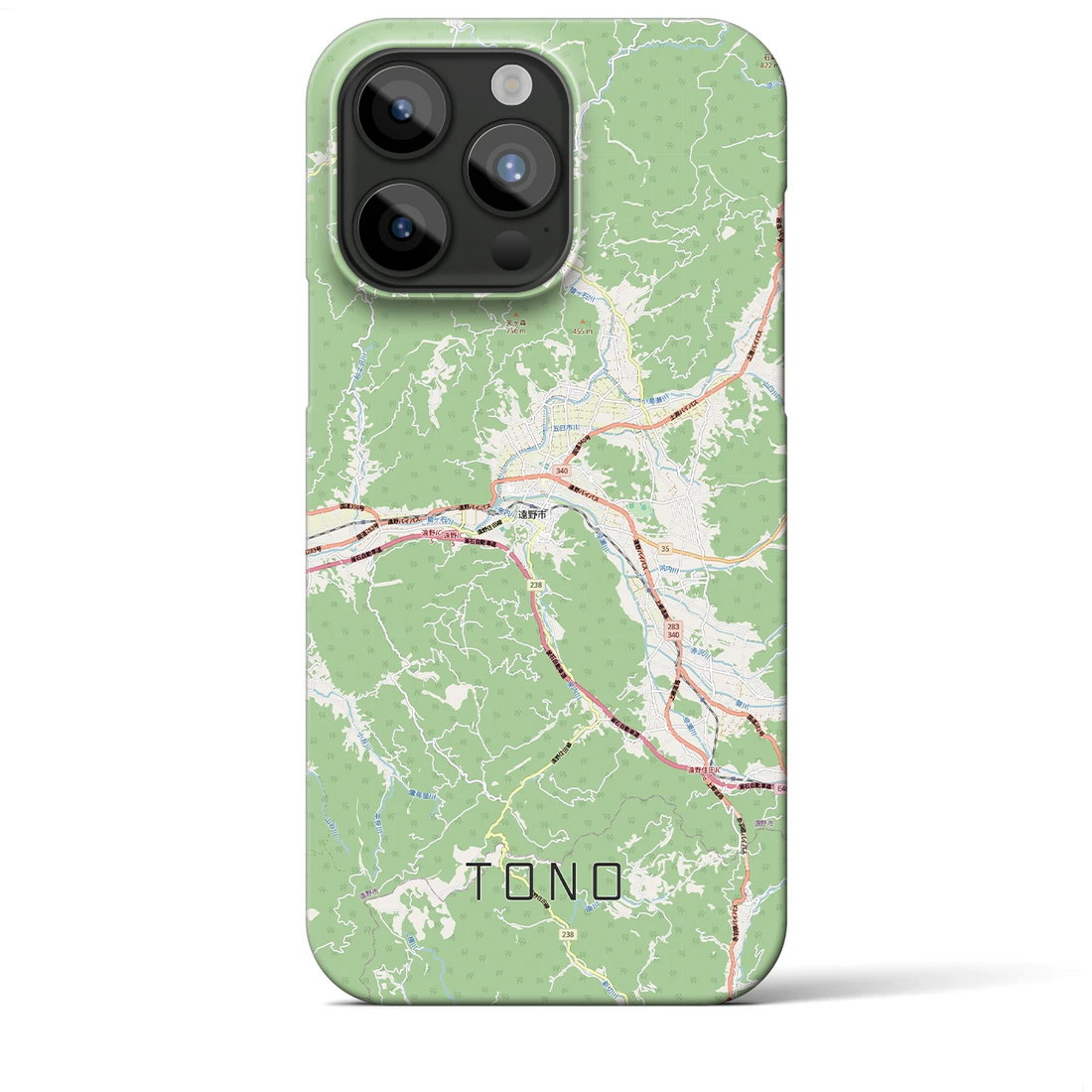 【遠野（岩手県）】地図柄iPhoneケース（バックカバータイプ）ナチュラル・iPhone 15 Pro Max 用