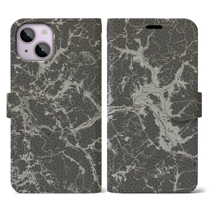 【遠野（岩手県）】地図柄iPhoneケース（手帳タイプ）モノトーン・iPhone 14 用