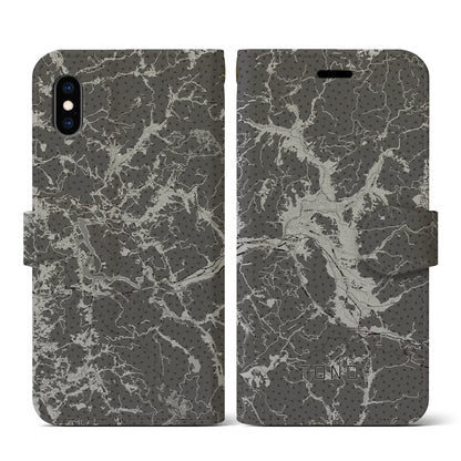 【遠野（岩手県）】地図柄iPhoneケース（手帳タイプ）モノトーン・iPhone XS / X 用