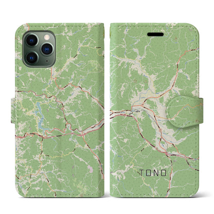 【遠野（岩手県）】地図柄iPhoneケース（手帳タイプ）ナチュラル・iPhone 11 Pro 用
