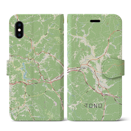 【遠野（岩手県）】地図柄iPhoneケース（手帳タイプ）ナチュラル・iPhone XS / X 用