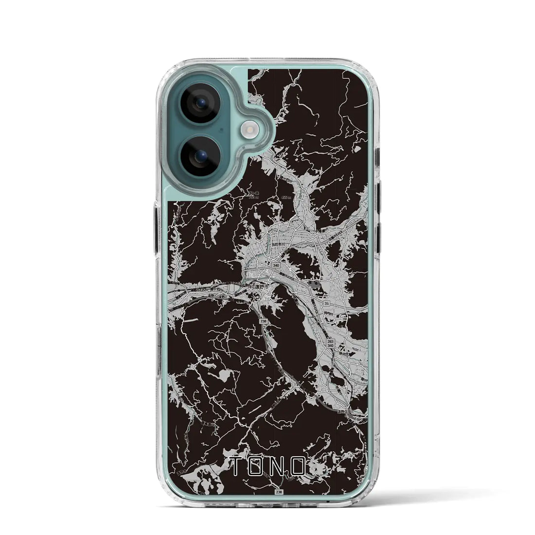 【遠野(岩手県)】地図柄iPhoneケース(MagSafeタイプ)モノトーン・iPhone 16 Pro 用