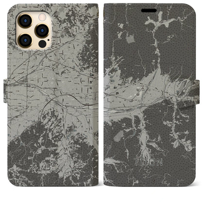 【東温（愛媛県）】地図柄iPhoneケース（手帳タイプ）モノトーン・iPhone 12 Pro Max 用