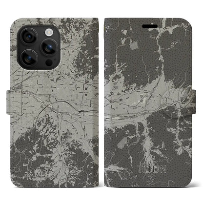 【東温（愛媛県）】地図柄iPhoneケース（手帳タイプ）モノトーン・iPhone 16 用