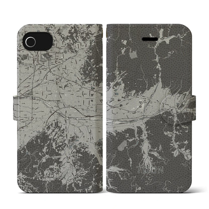 【東温（愛媛県）】地図柄iPhoneケース（手帳タイプ）モノトーン・iPhone SE（第3 / 第2世代） / 8 / 7 / 6s / 6 用