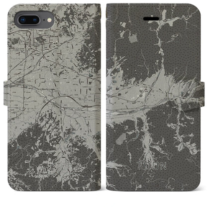 【東温（愛媛県）】地図柄iPhoneケース（手帳タイプ）モノトーン・iPhone 8Plus /7Plus / 6sPlus / 6Plus 用