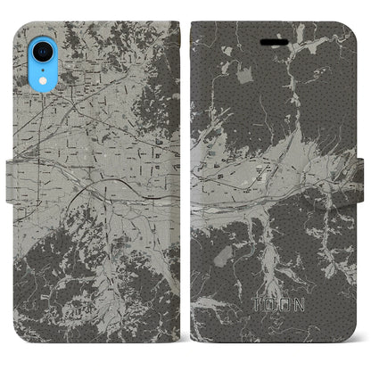 【東温（愛媛県）】地図柄iPhoneケース（手帳タイプ）モノトーン・iPhone XR 用