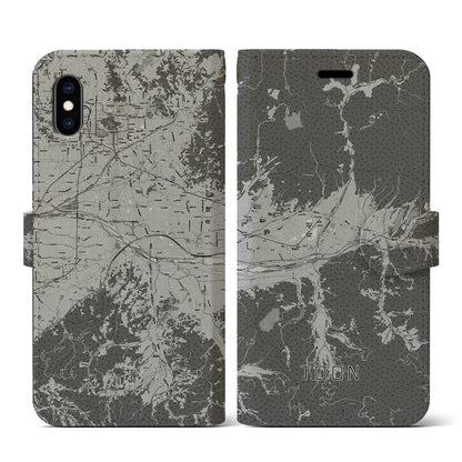 【東温（愛媛県）】地図柄iPhoneケース（手帳タイプ）モノトーン・iPhone XS / X 用