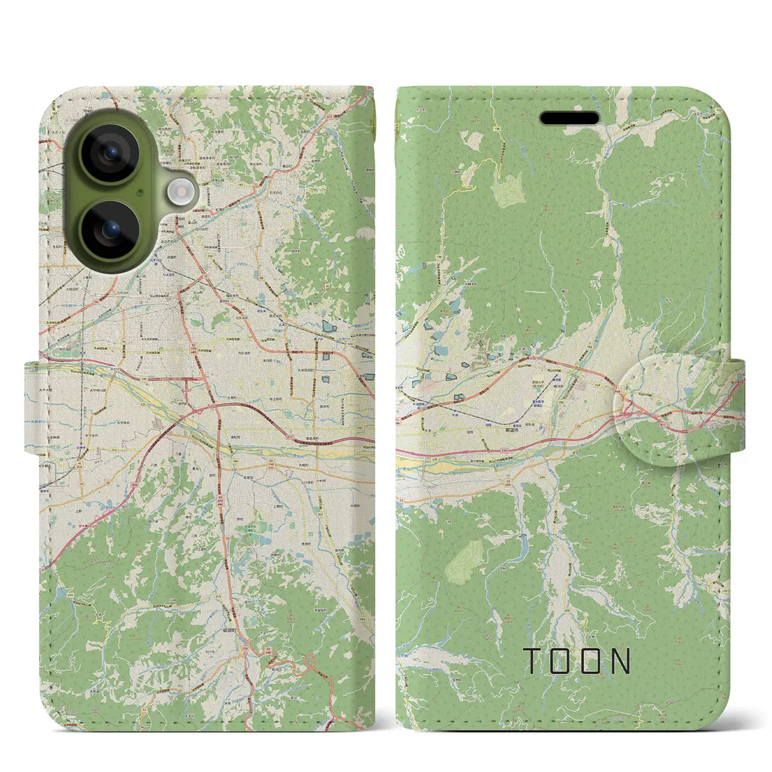 【東温（愛媛県）】地図柄iPhoneケース（手帳タイプ）ナチュラル・iPhone 17 Pro Max 用