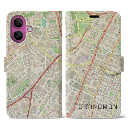 【虎ノ門（東京都）】地図柄iPhoneケース（手帳タイプ）ナチュラル・iPhone 16 Pro 用