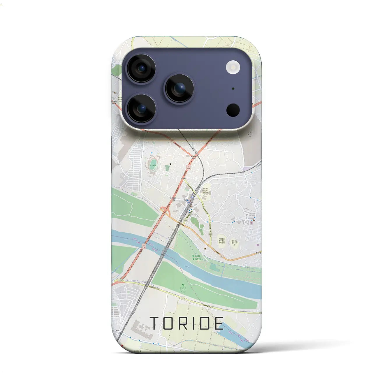 【取手（茨城県）】地図柄iPhoneケース（バックカバータイプ）ブラック・iPhone 17 Pro Max 用