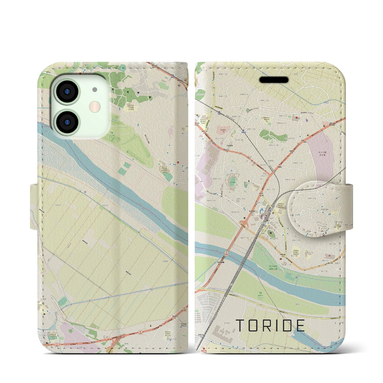 【取手（茨城県）】地図柄iPhoneケース（手帳タイプ）