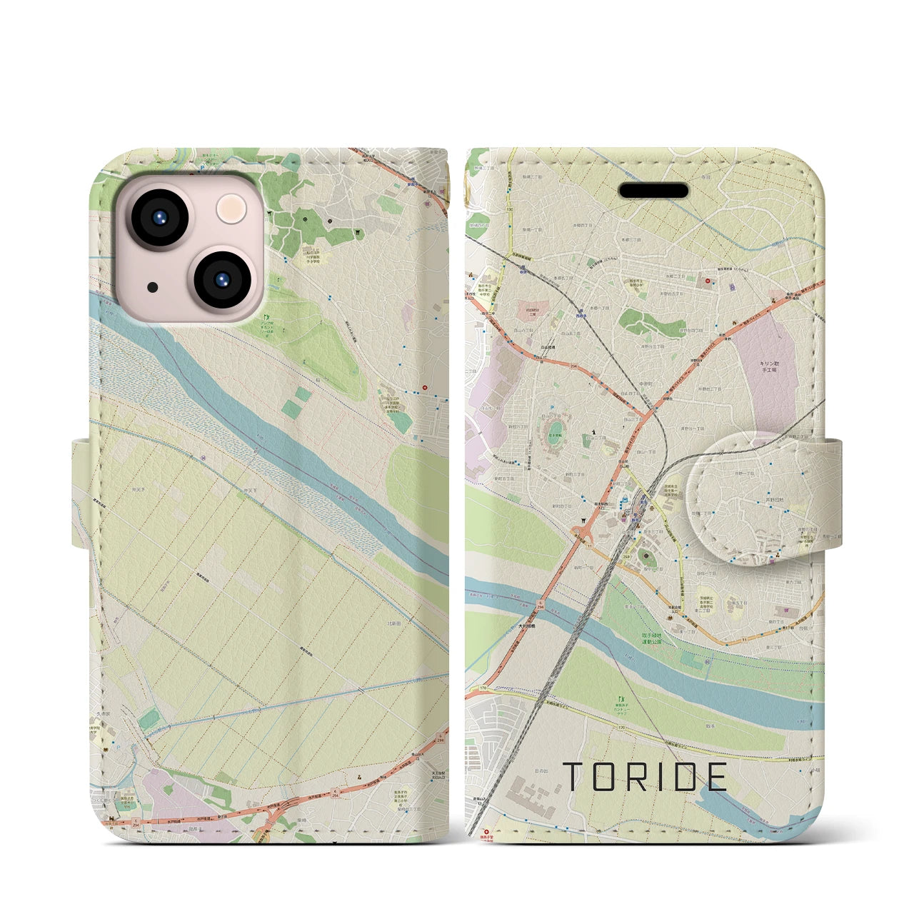 【取手（茨城県）】地図柄iPhoneケース（手帳タイプ）