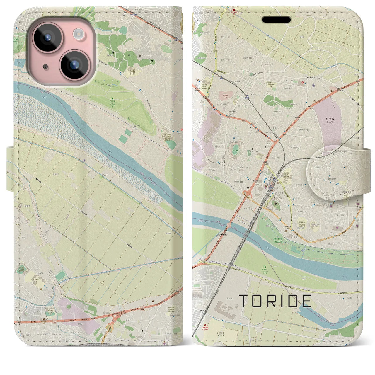 【取手（茨城県）】地図柄iPhoneケース（手帳タイプ）