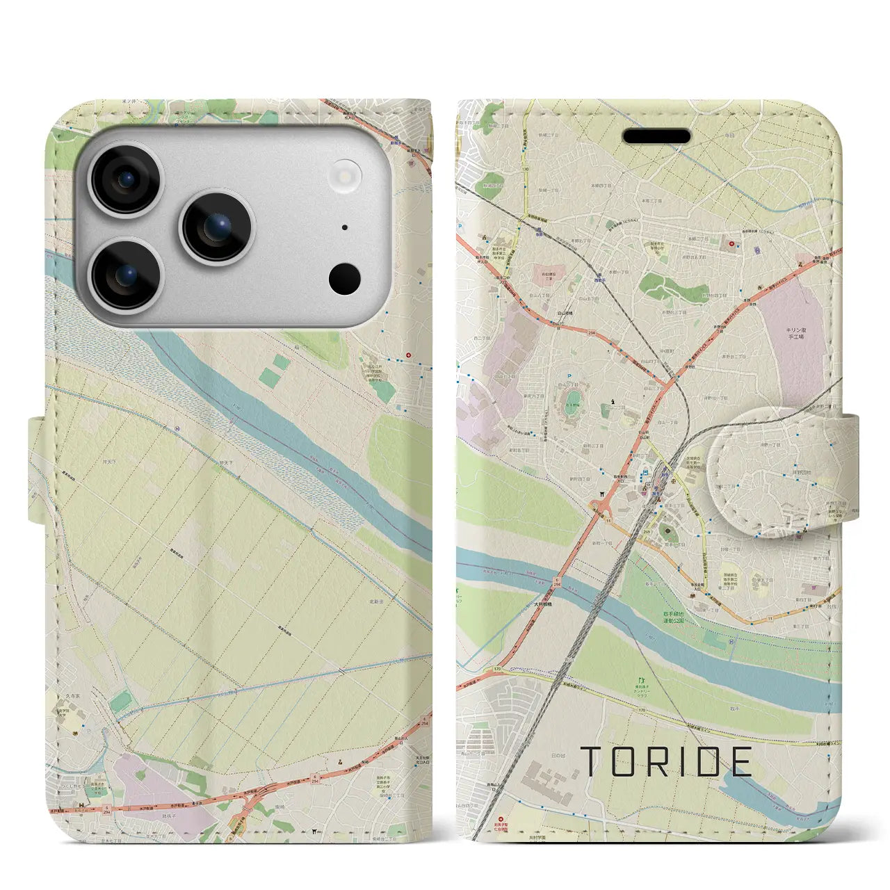 【取手（茨城県）】地図柄iPhoneケース（手帳タイプ）