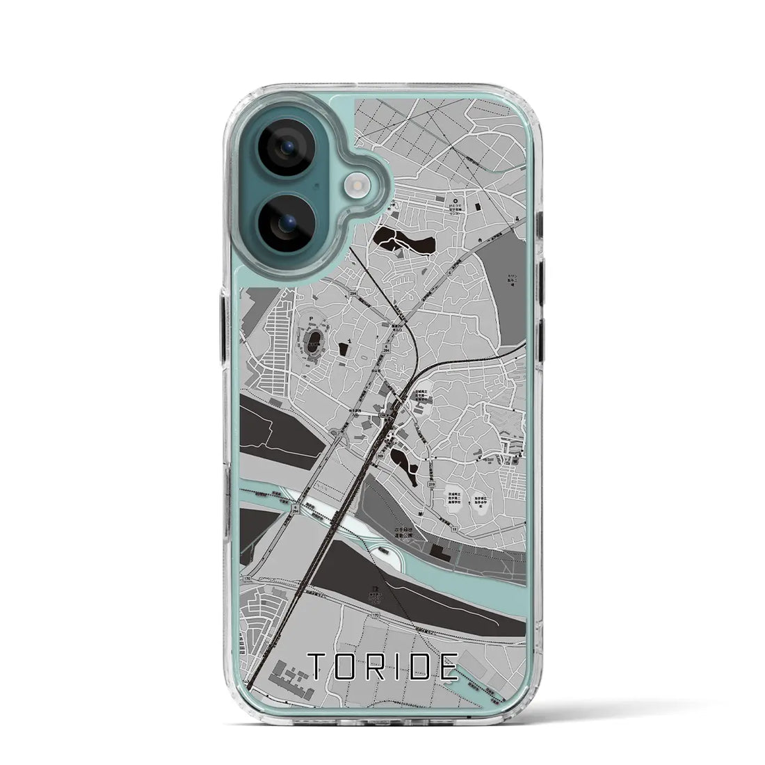 【取手（茨城県）】地図柄iPhoneケース（MagSafeタイプ）モノトーン・iPhone 16 Pro 用
