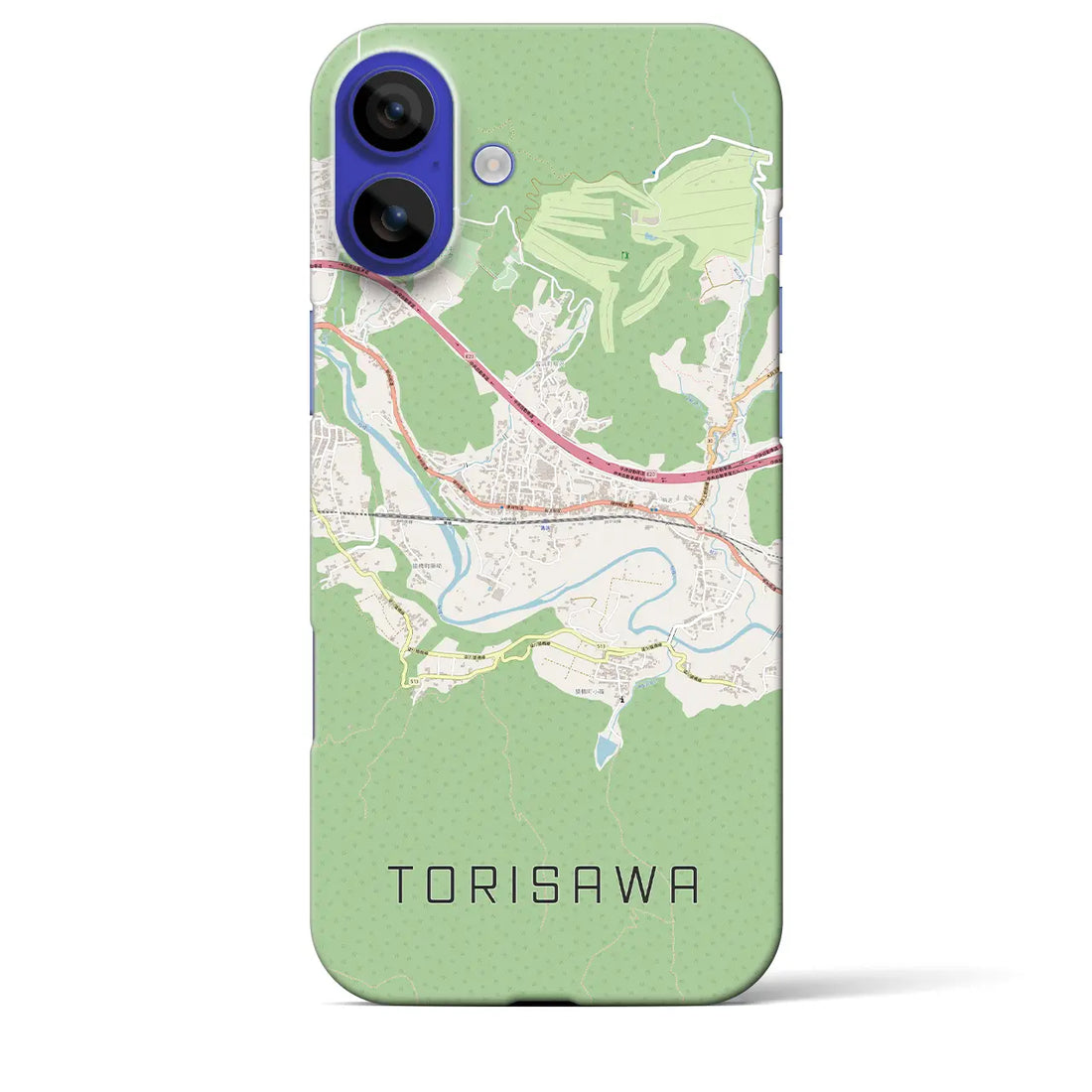 【鳥沢（山梨県）】地図柄iPhoneケース（バックカバータイプ）ナチュラル・iPhone 16 Pro Max 用