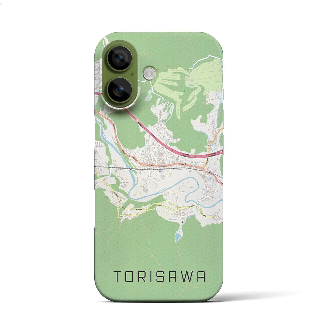 【鳥沢（山梨県）】地図柄iPhoneケース（バックカバータイプ）ブラック・iPhone 17 Pro Max 用