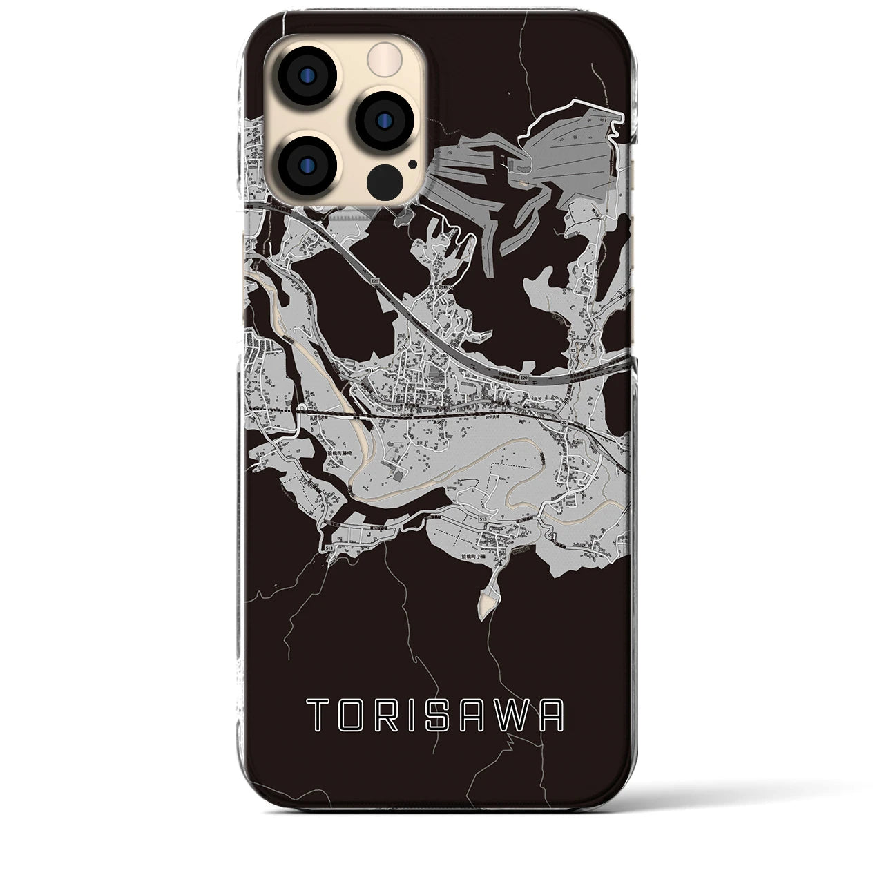 【鳥沢（山梨県）】地図柄iPhoneケース（クリアタイプ）