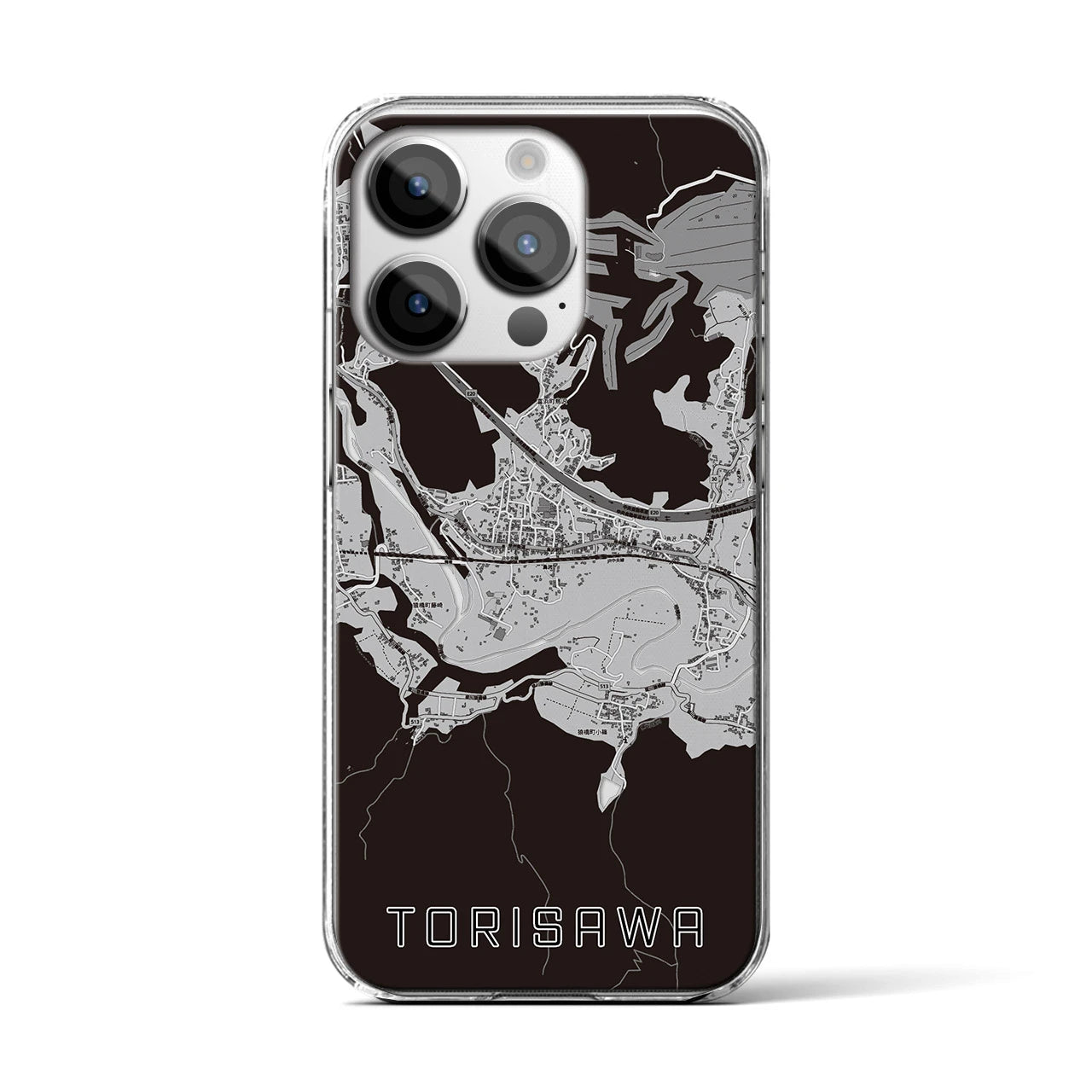 【鳥沢（山梨県）】地図柄iPhoneケース（クリアタイプ）