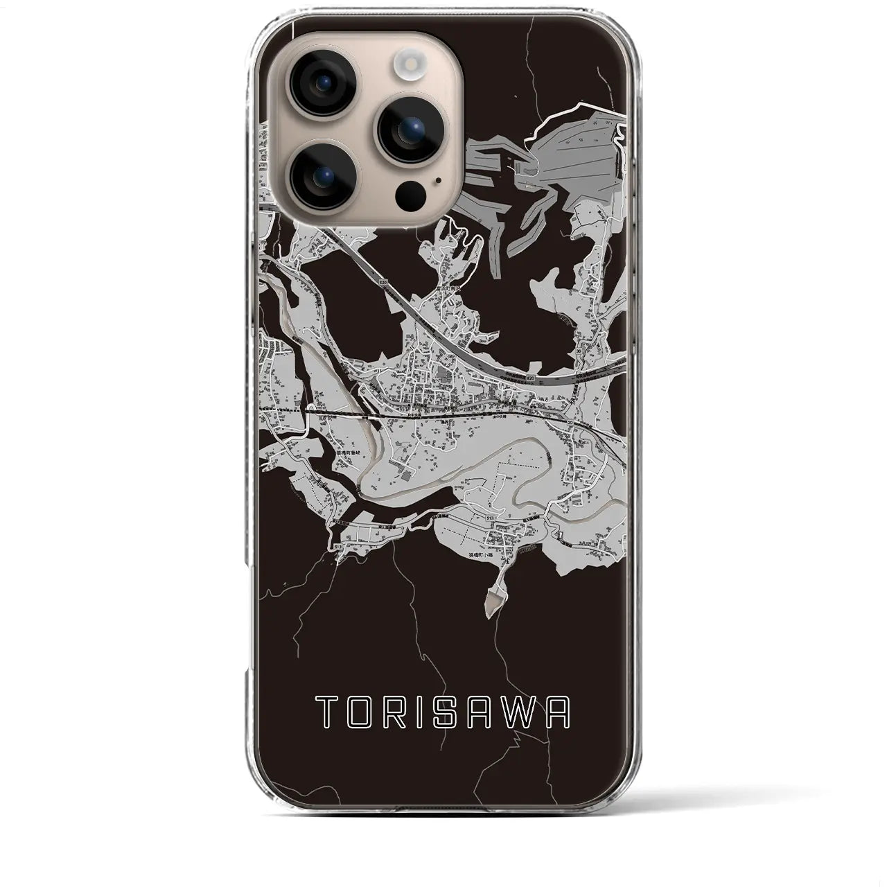 【鳥沢（山梨県）】地図柄iPhoneケース（クリアタイプ）