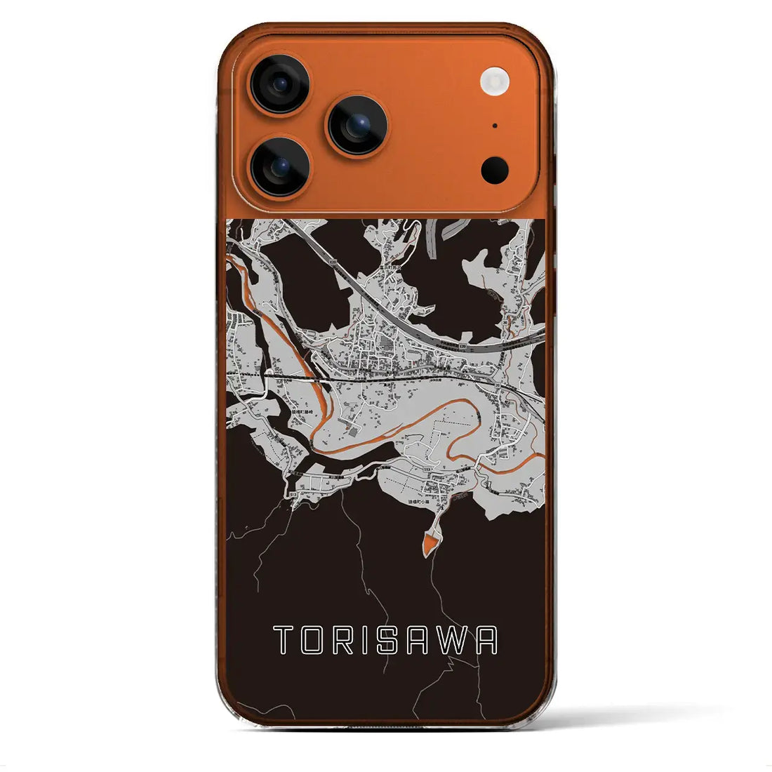 【鳥沢(山梨県)】地図柄iPhoneケース(クリアタイプ)モノトーン・iPhone 17 Pro Max 用