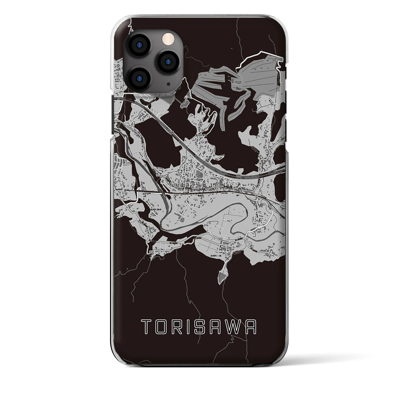 【鳥沢（山梨県）】地図柄iPhoneケース（クリアタイプ）