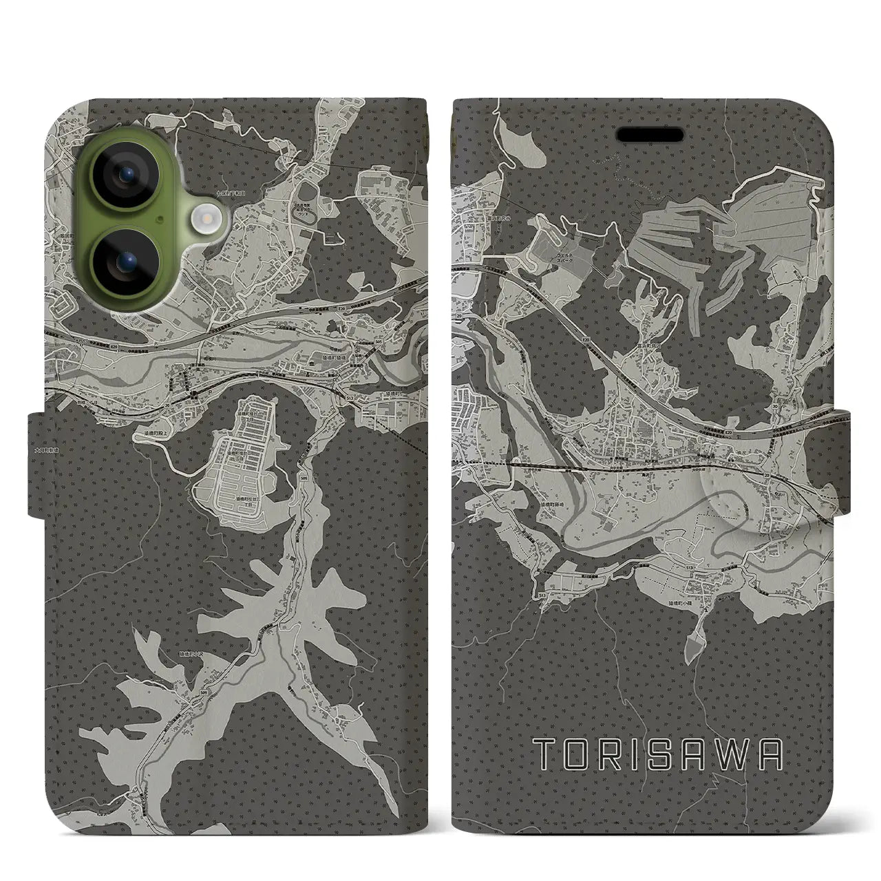 【鳥沢（山梨県）】地図柄iPhoneケース（手帳タイプ）