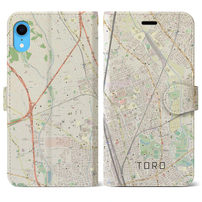 【土呂（埼玉県）】地図柄iPhoneケース（手帳タイプ）ナチュラル・iPhone XR 用