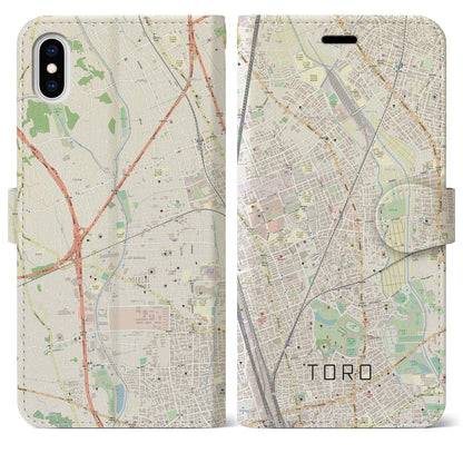 【土呂（埼玉県）】地図柄iPhoneケース（手帳タイプ）ナチュラル・iPhone XS Max 用