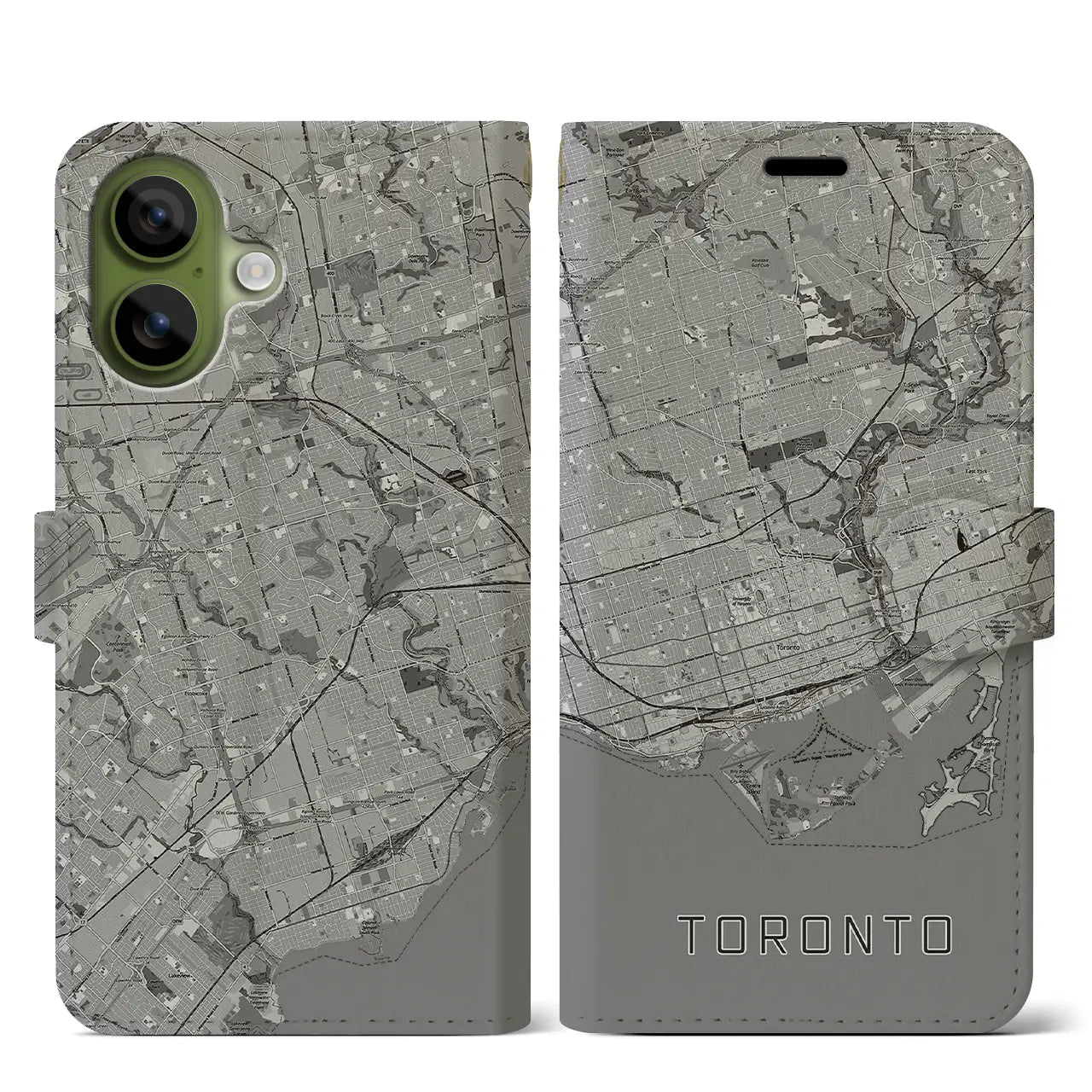 【トロント（カナダ）】地図柄iPhoneケース（手帳タイプ）