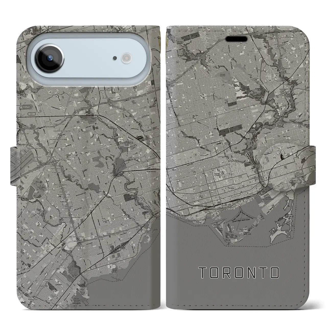 【トロント（カナダ）】地図柄iPhoneケース（手帳タイプ）