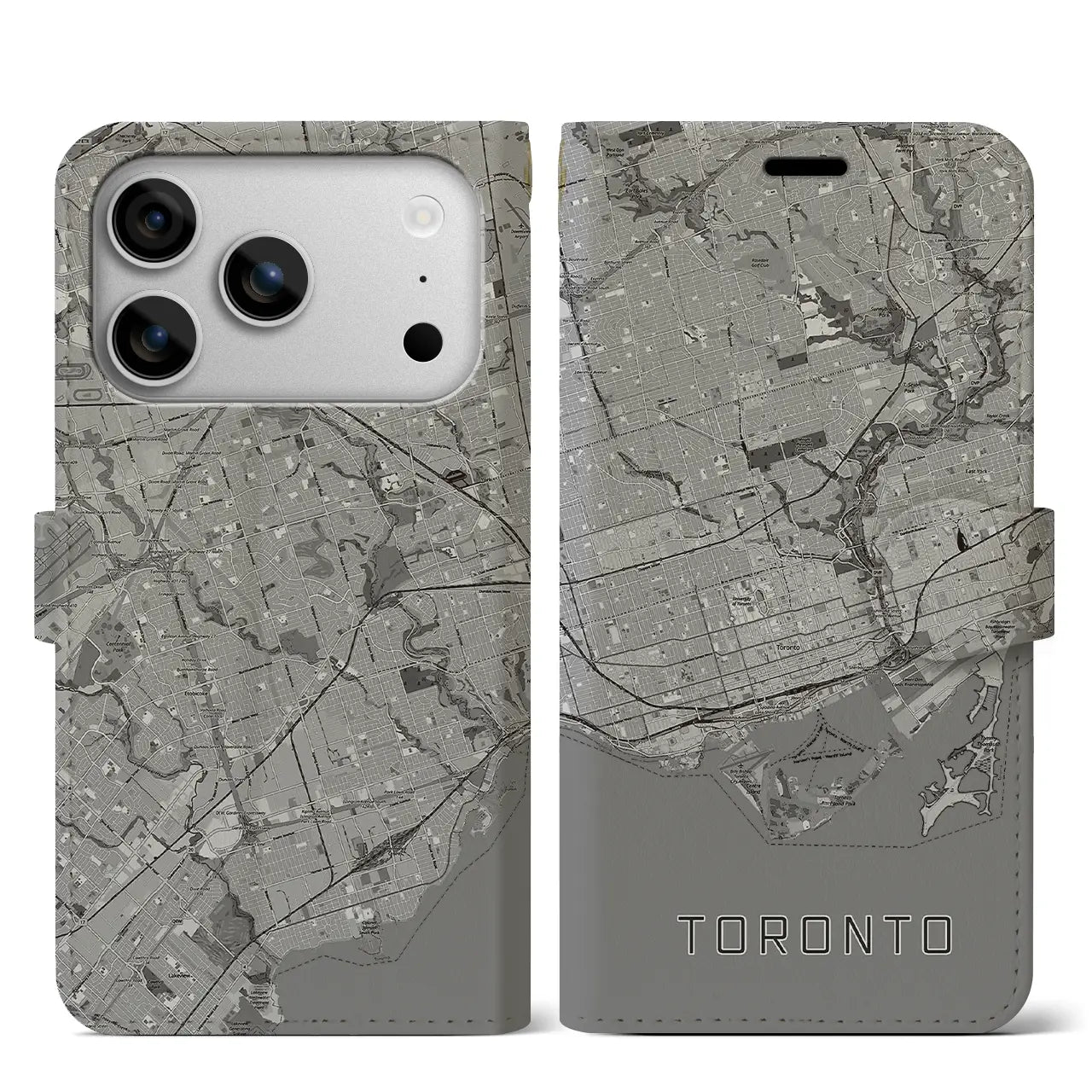 【トロント（カナダ）】地図柄iPhoneケース（手帳タイプ）