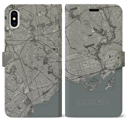 【トロント（カナダ）】地図柄iPhoneケース（手帳タイプ）モノトーン・iPhone XS Max 用