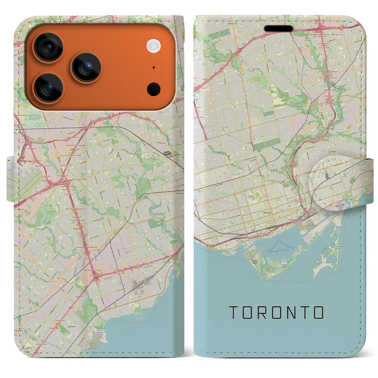 【トロント（カナダ）】地図柄iPhoneケース（手帳タイプ）