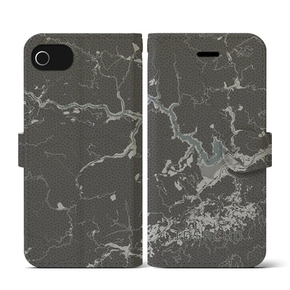 【土佐町（高知県）】地図柄iPhoneケース（手帳タイプ）モノトーン・iPhone SE（第3 / 第2世代） / 8 / 7 / 6s / 6 用