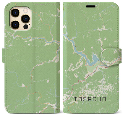 【土佐町（高知県）】地図柄iPhoneケース（手帳タイプ）ナチュラル・iPhone 12 Pro Max 用