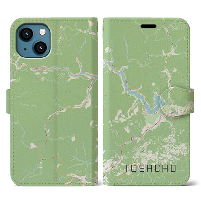 【土佐町（高知県）】地図柄iPhoneケース（手帳タイプ）ナチュラル・iPhone 13 用