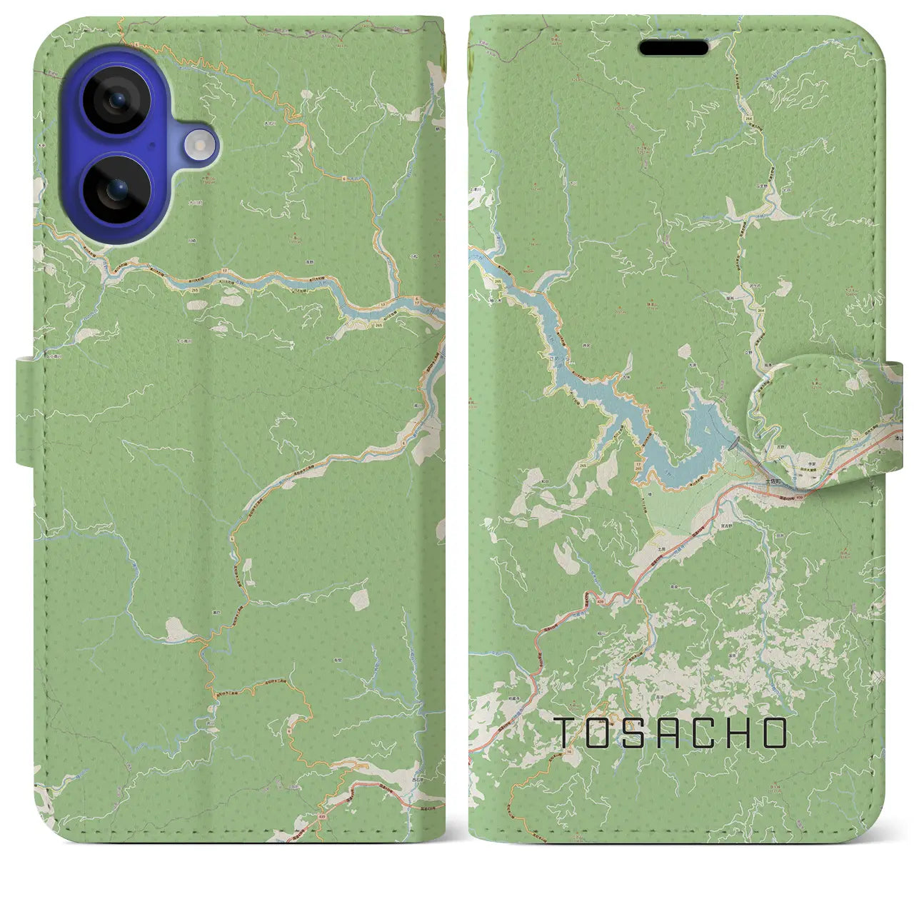 【土佐町（高知県）】地図柄iPhoneケース（手帳タイプ）ナチュラル・iPhone 16 Pro Max 用