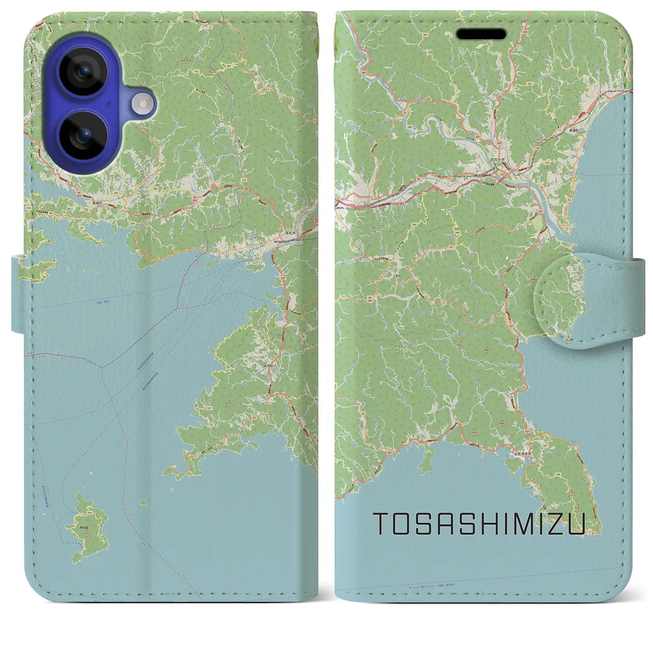 【土佐清水（高知県）】地図柄iPhoneケース（手帳タイプ）ナチュラル・iPhone 16 Pro Max 用