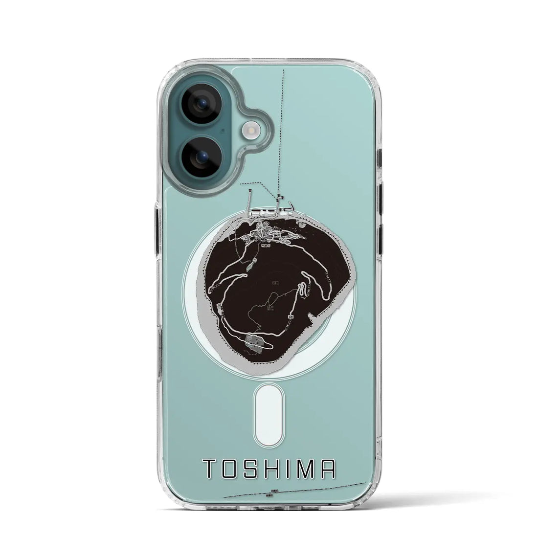 【利島(東京都)】地図柄iPhoneケース(MagSafeタイプ)モノトーン・iPhone 16 Pro 用