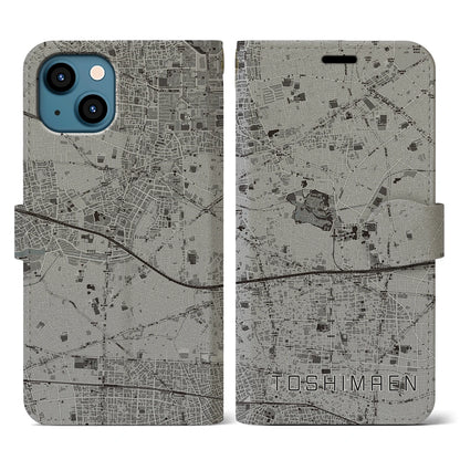 【豊島園（東京都）】地図柄iPhoneケース（手帳タイプ）モノトーン・iPhone 13 用