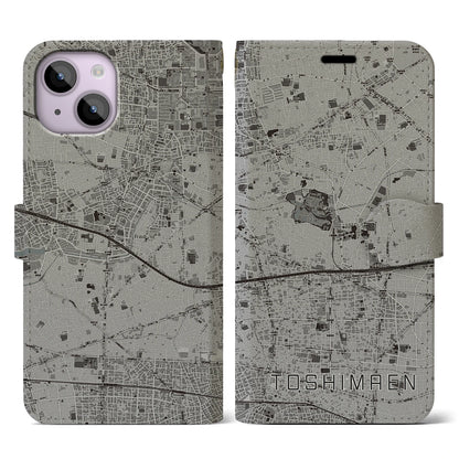 【豊島園（東京都）】地図柄iPhoneケース（手帳タイプ）モノトーン・iPhone 14 用