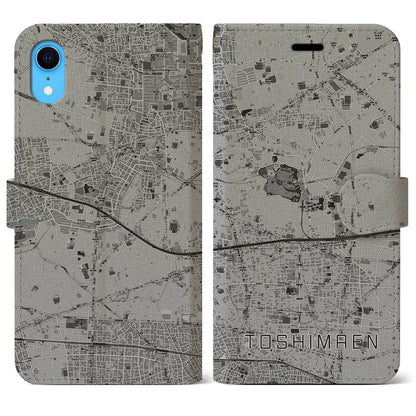 【豊島園（東京都）】地図柄iPhoneケース（手帳タイプ）モノトーン・iPhone XR 用